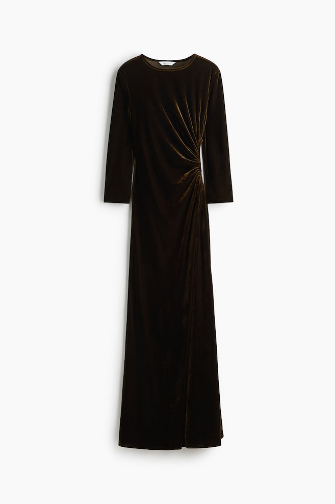 Draped cut-out dress - Dark khaki green - 1