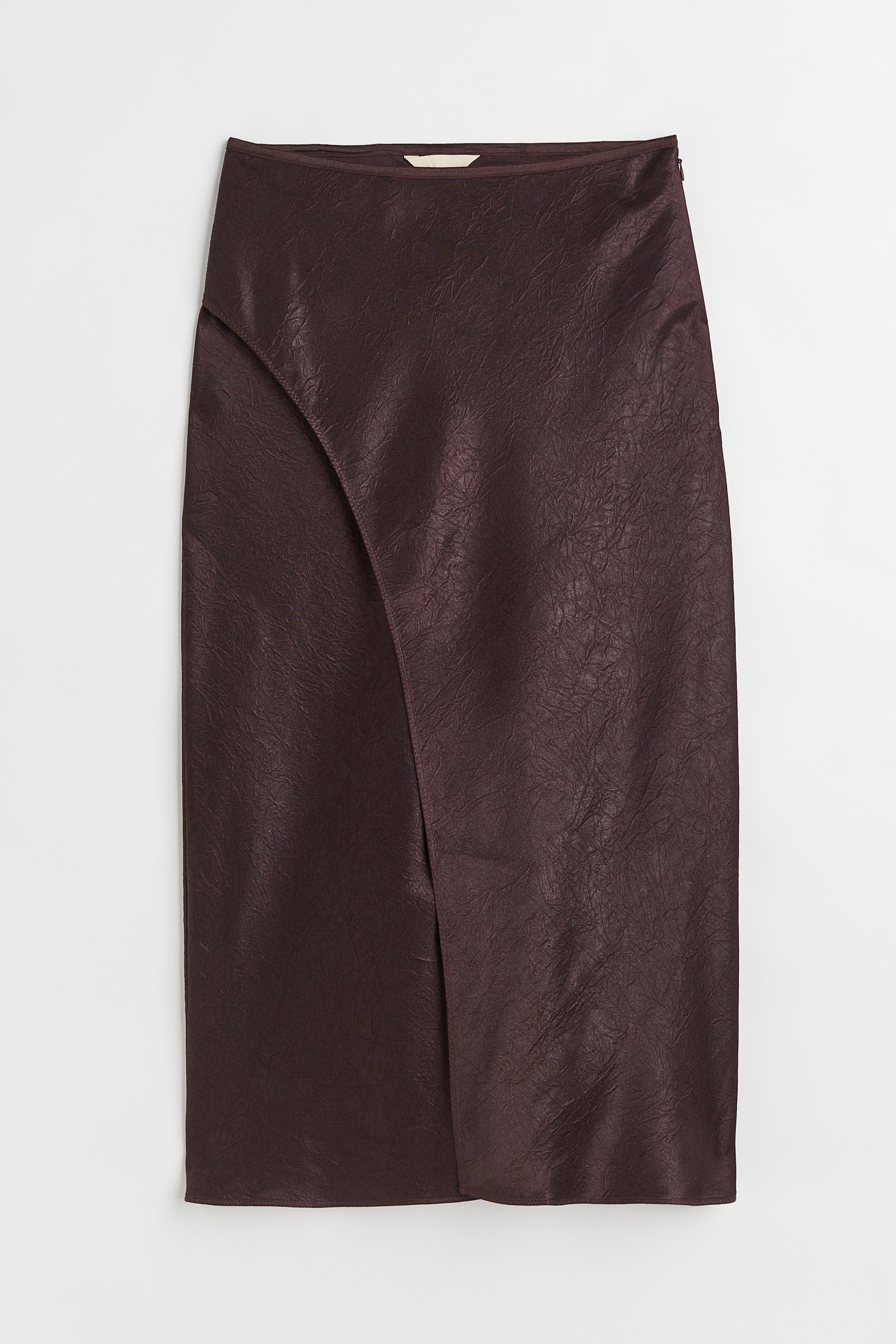 Wrapover Satin Skirt Dark brown Ladies H M CA