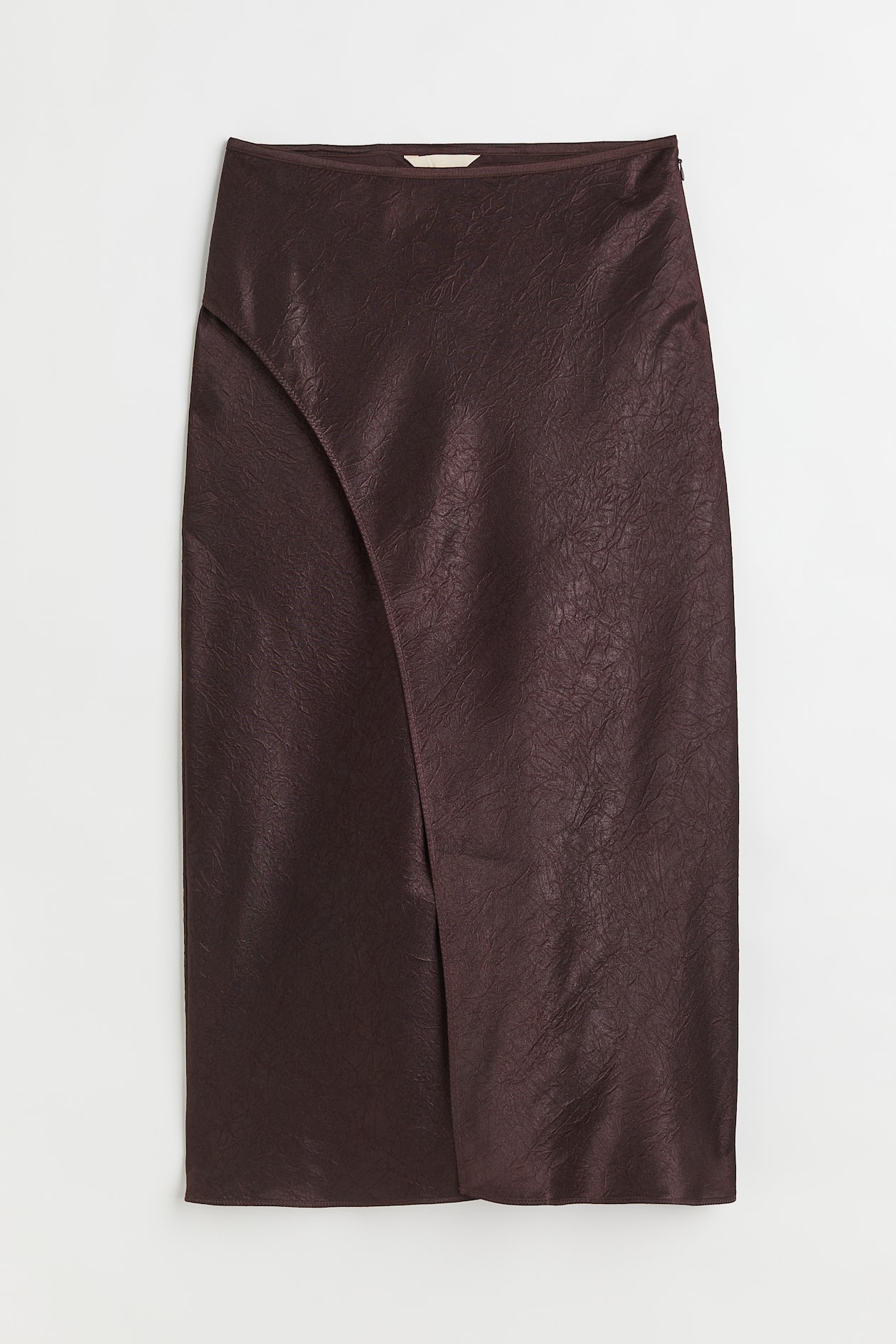 Wrapover satin skirt - Regular waist - Midi - Dark brown - Ladies | H&M GB