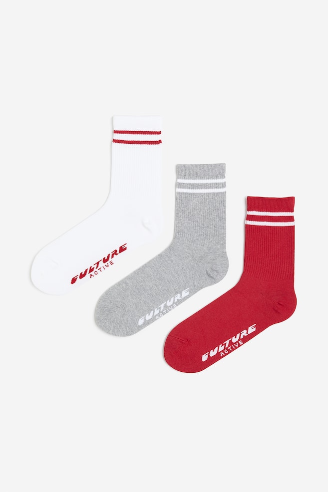 DryMove™ Sports socks - Red/Striped/White/Striped/Black/Striped/Dark green/Dark blue/White - 1