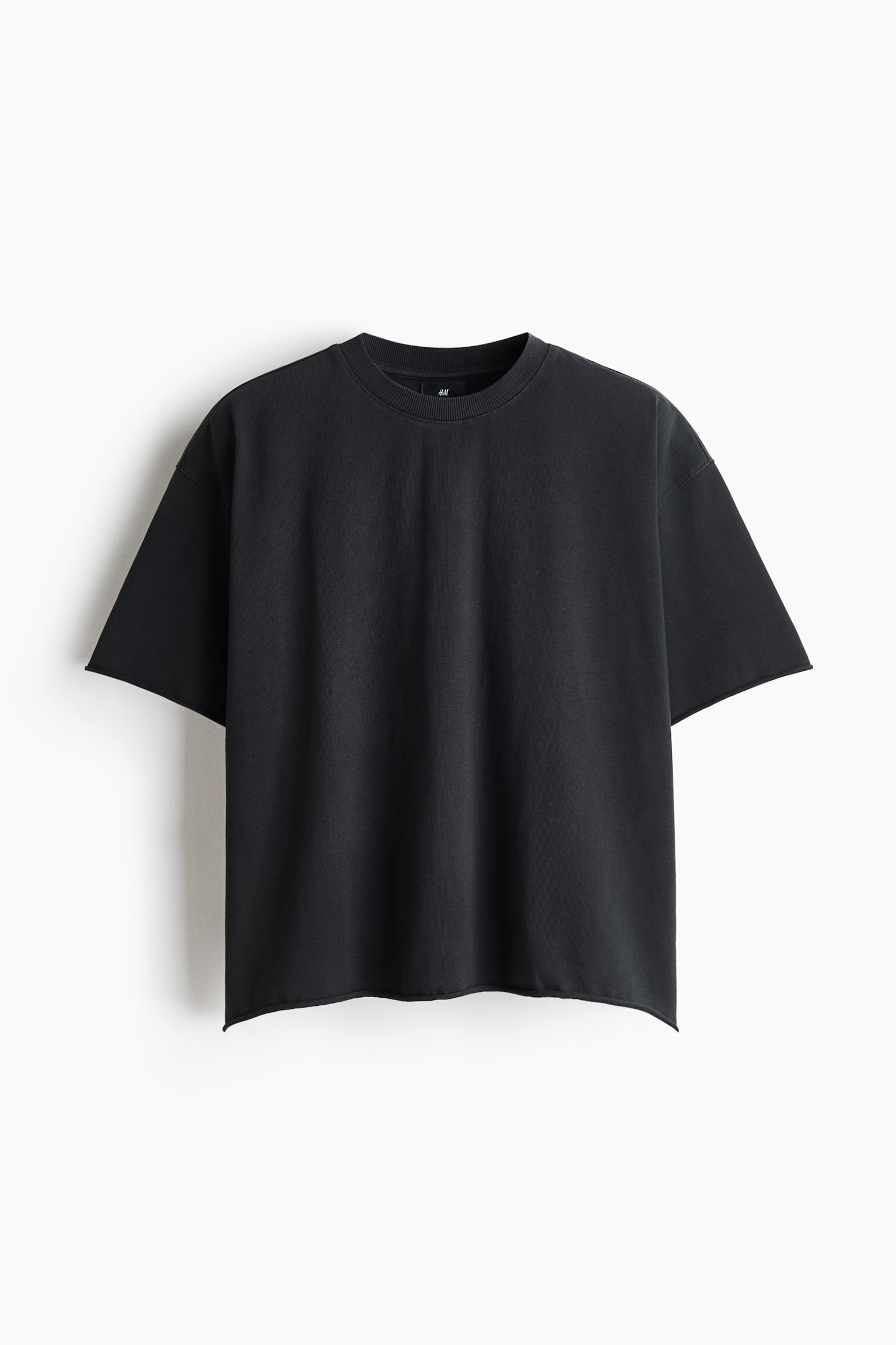Мужская футболка H&M Oversized Boxy Cotton, цвет: Чёрный — фото 1
