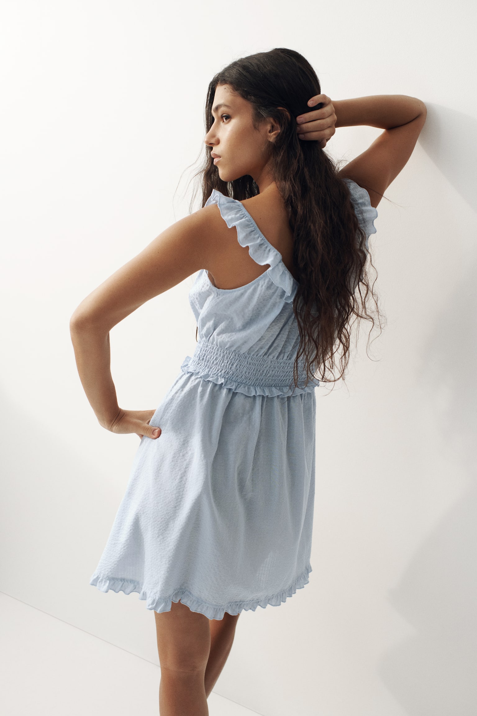 Frill-trimmed dress - Light blue/Light yellow/Floral/Light beige/Floral - 3