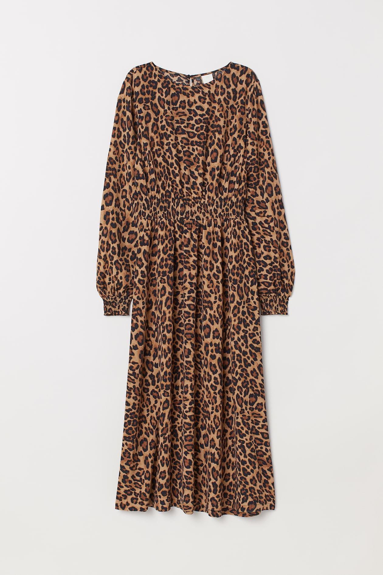 Lange jurk van viscose Beige/luipaarddessin DAMES H&M NL