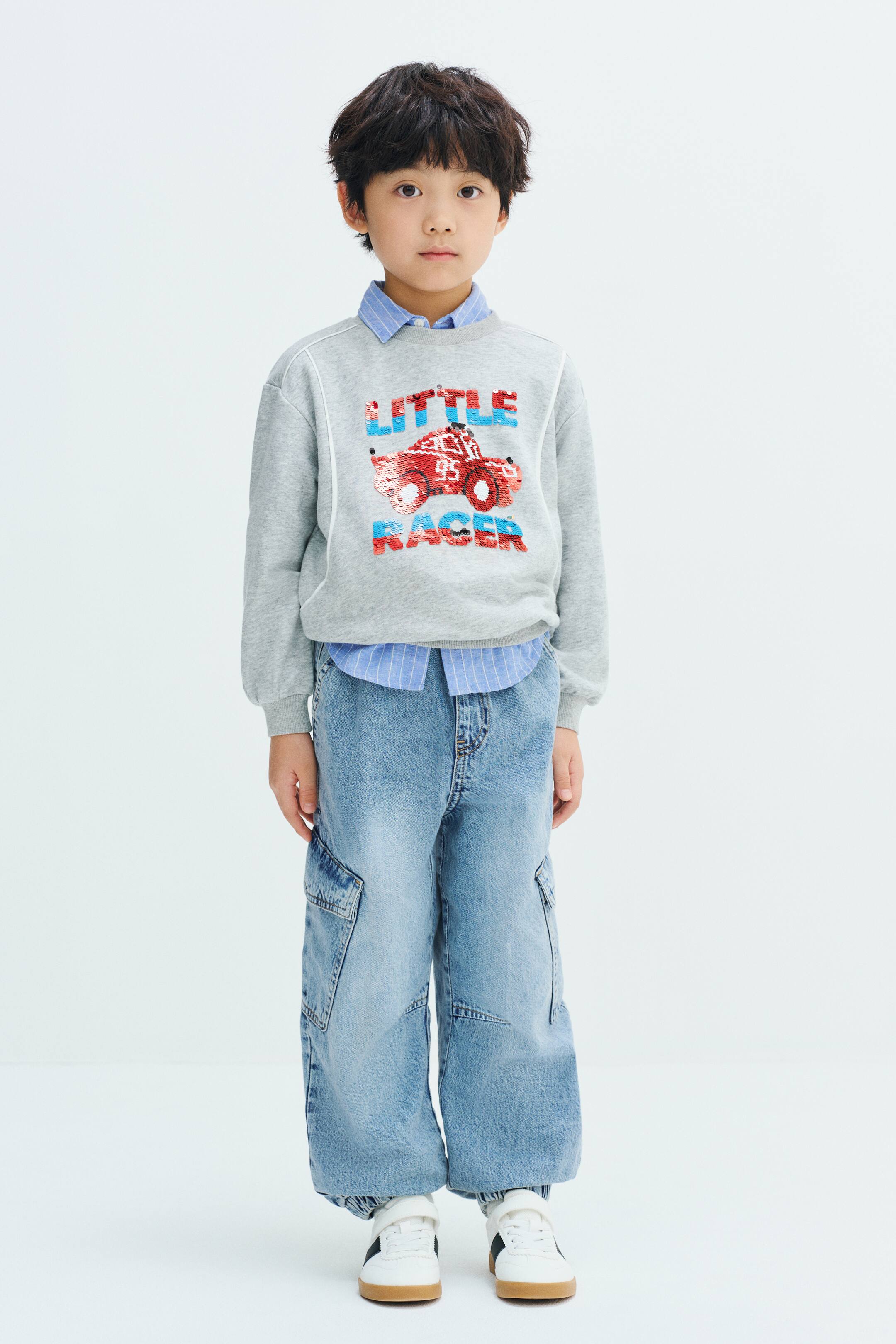 View larger image: Balloon-leg denim joggers - Light denim blue - Kids | H&M 1