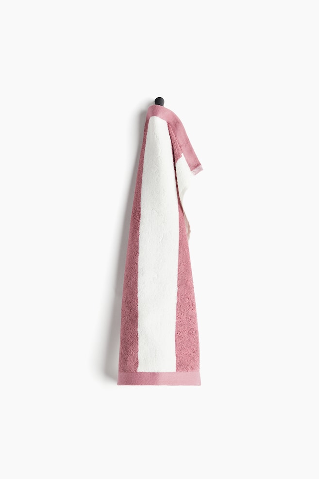Essuie-mains rayé en coton éponge - Vieux rose/rayé/Gris/rayé - 1