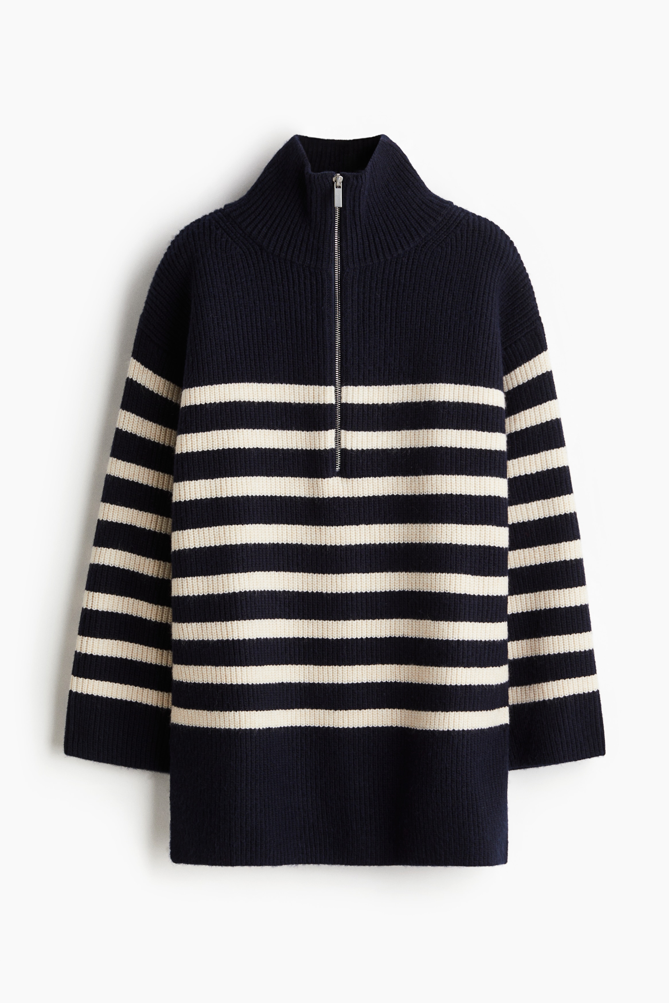 MAMA Before & After trøje med lynlås - Marineblå/Stribet/Mørkebrun