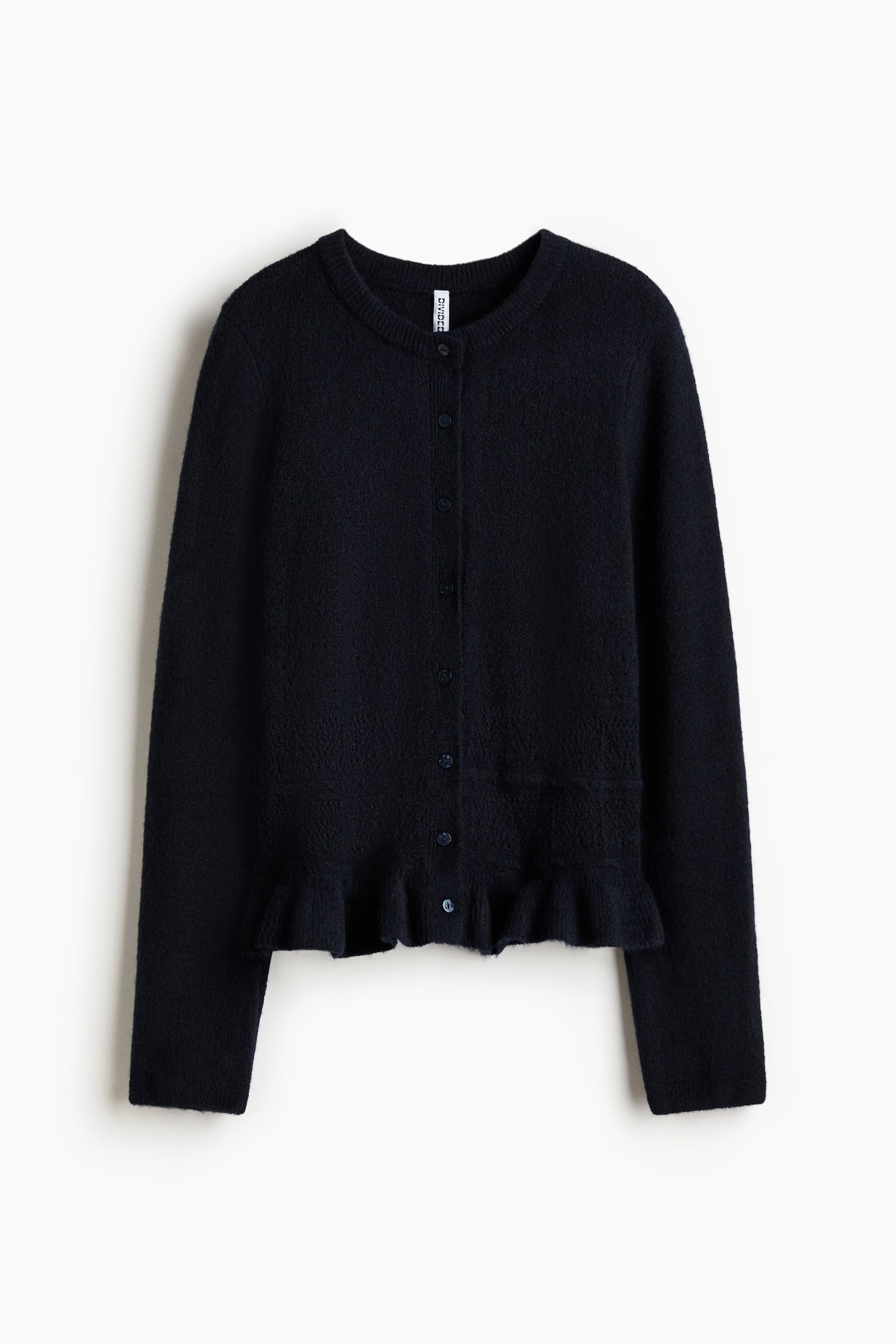 Pointelle-knit cardigan - Navy blue/White