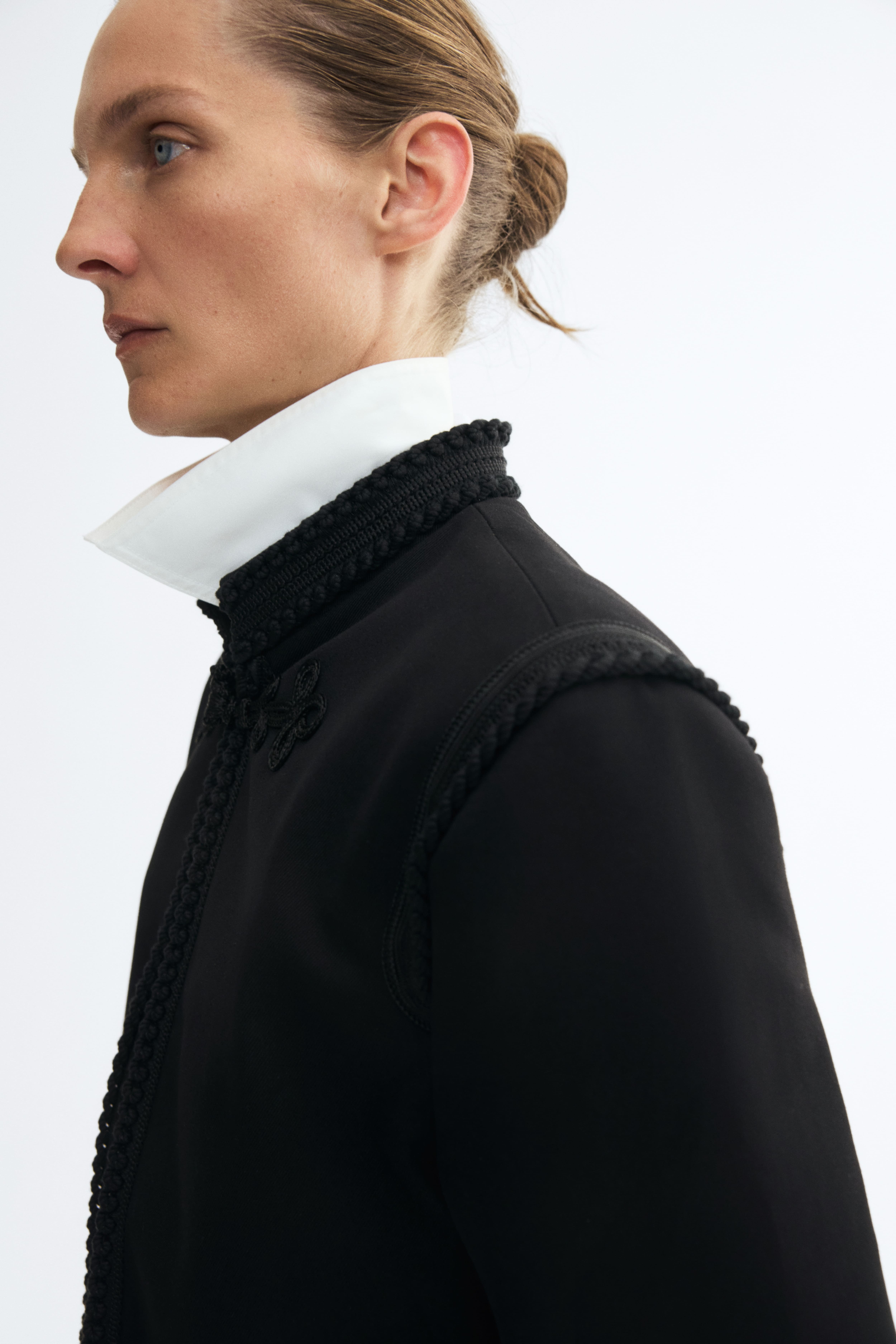 Cropped Braid-Detail Jacket