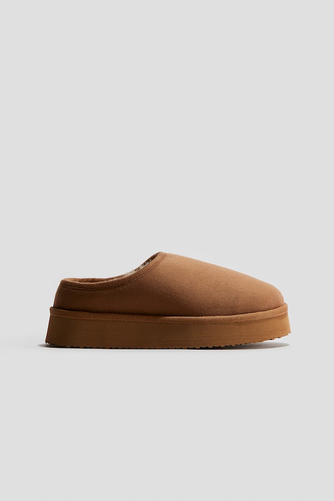 Fluffy-lined mules - Beige - 1
