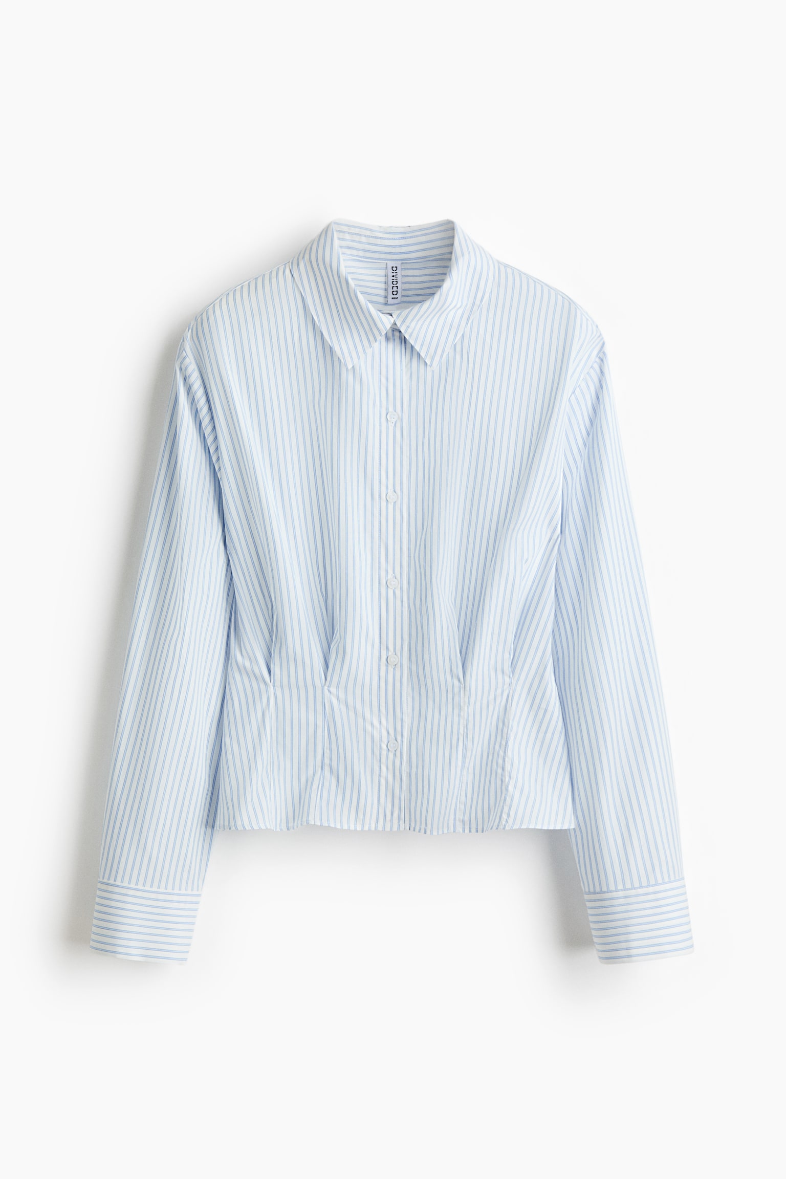 Waisted poplin shirt - White/Striped/Light blue/Yellow/Striped