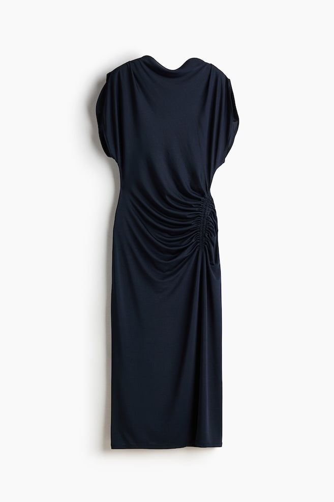 Draped jersey dress - Navy blue - 1