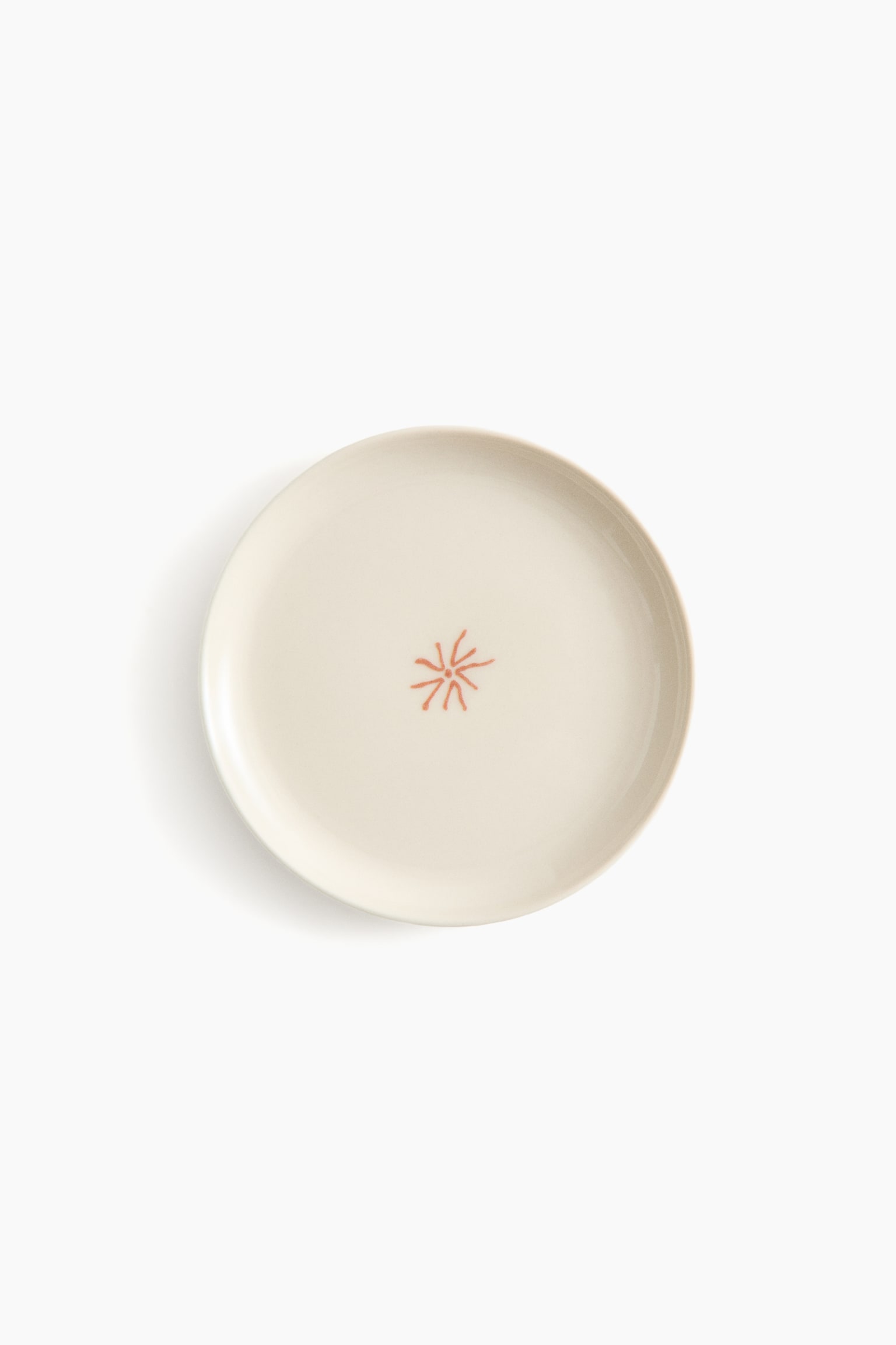 Small Stoneware Plate with Motif - Light beige/sun