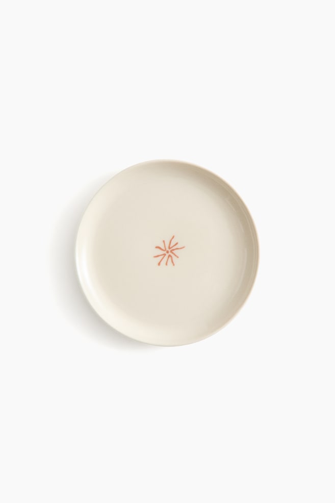 Small Stoneware Plate with Motif - Light beige/sun - 1
