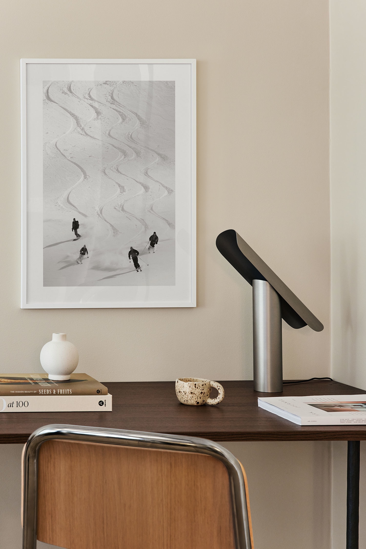 Skiing Down The Slope Poster - Black