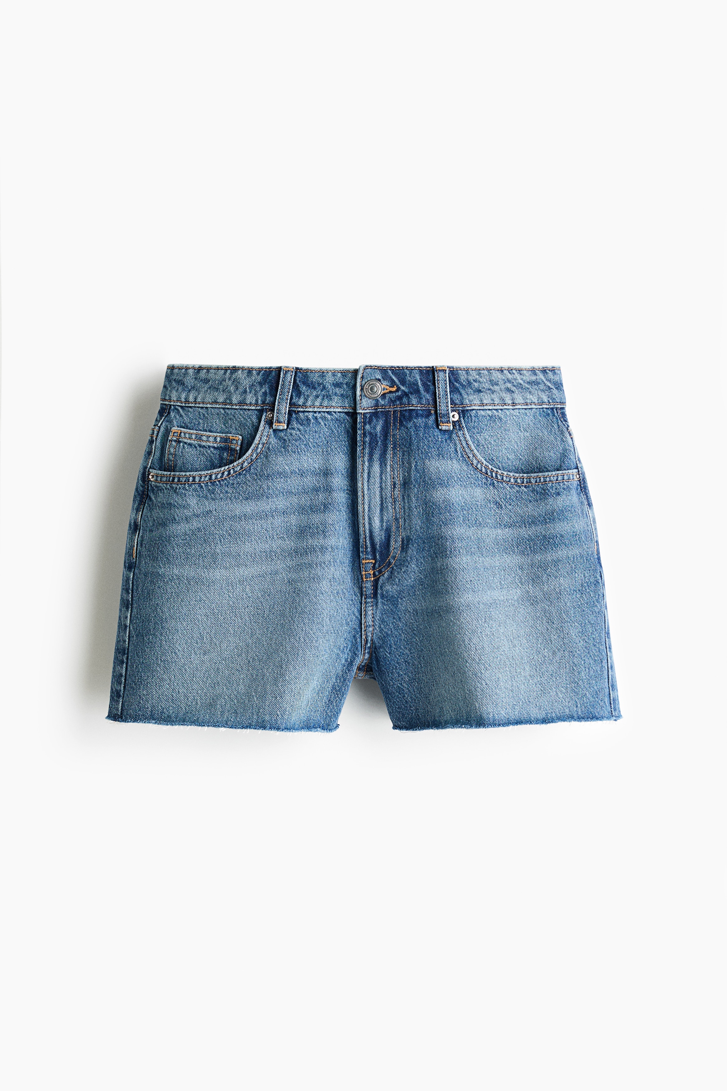 Quần short denim viền thô
