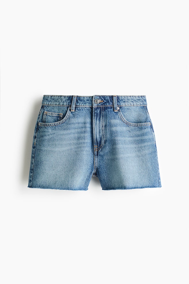 Raw-edge denim shorts - Denim blue/Light pink/Light denim blue/Light denim blue/Light grey/Cream - 1