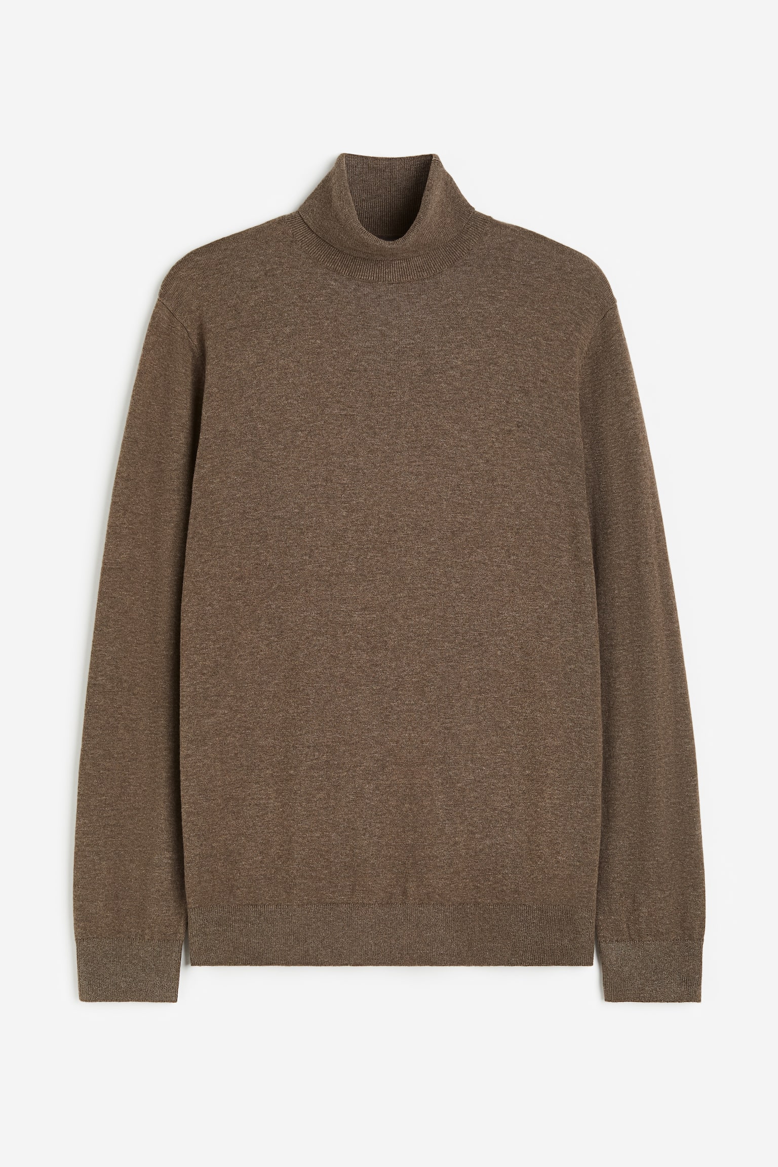 Slim Fit Fine Knit Turtleneck Sweater - Brown marle/Black/Greige/White/Navy blue/Grey marle - 1