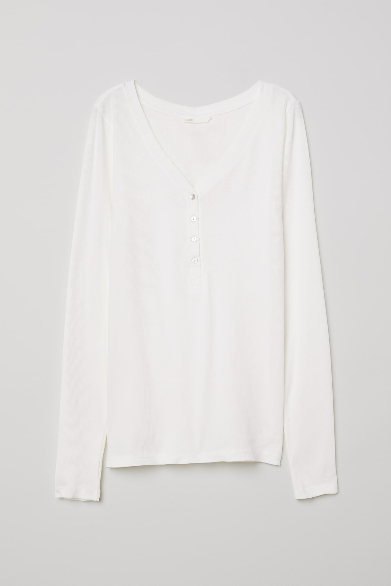 V-neck top - V-neck - Long sleeve - White - Ladies | H&M GB