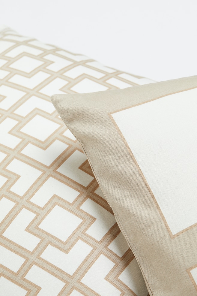 2-pack satin cushion covers - White/Patterned/Light beige/Patterned/Navy blue/Patterned - 3
