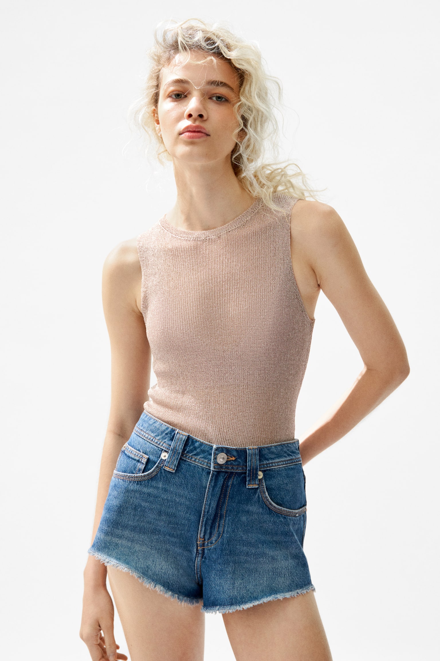 Džínové šortky s roztřepenými lemy - Denim blue/Šedý denim - 1
