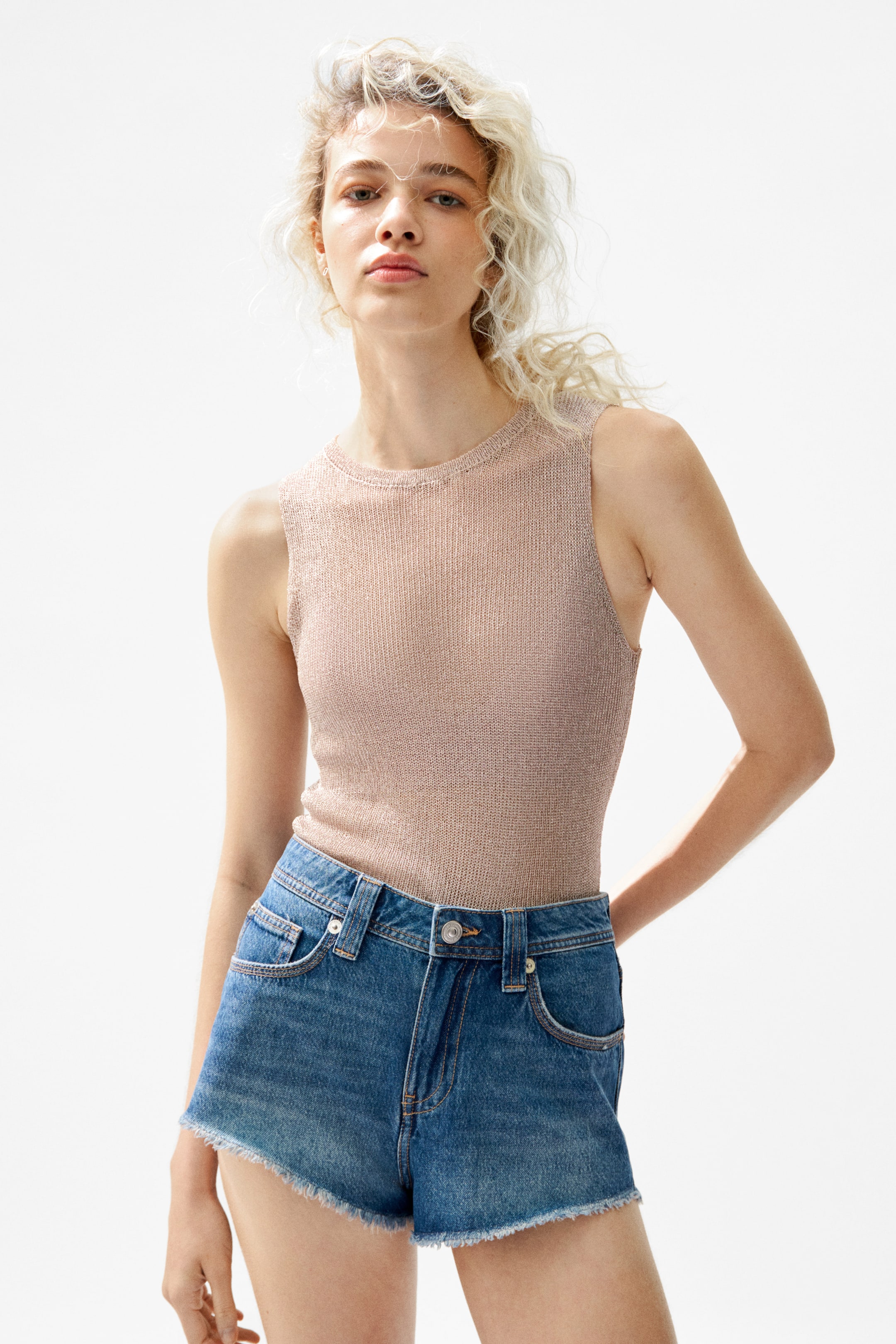View larger image: Frayed Denim Shorts - Denim blue - Ladies | H&M US 1