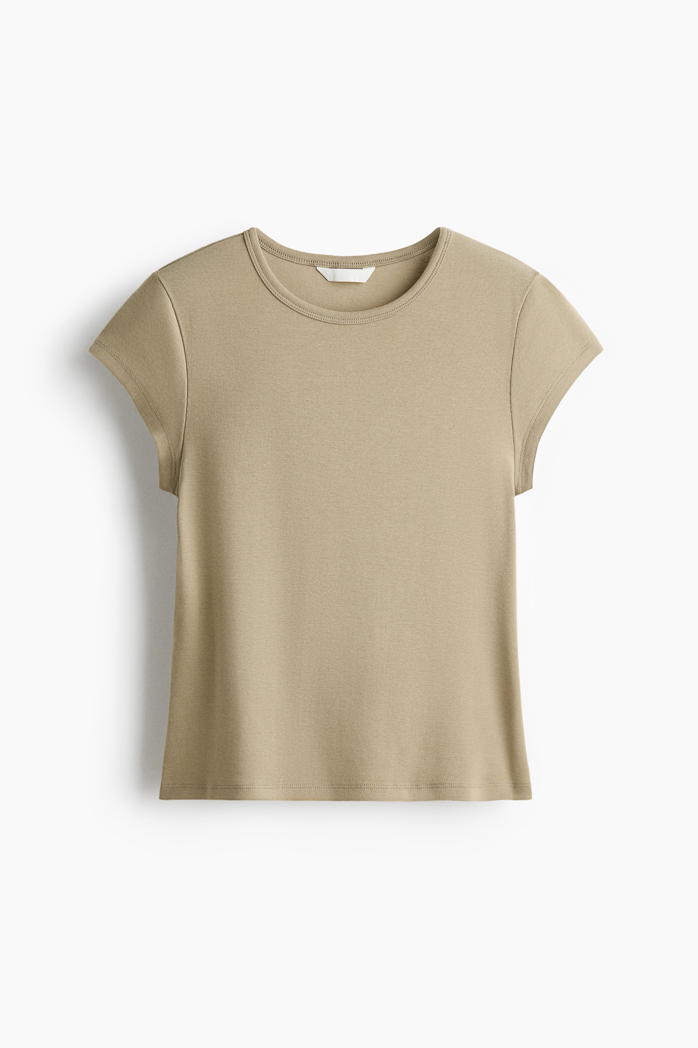 Fitted cotton T-shirt - Light khaki green/Dark brown/Light beige