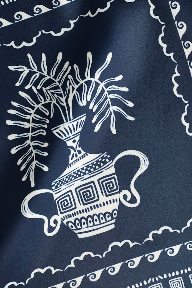 Printed Tie-Detail Pants - Dark blue/flowers - 4