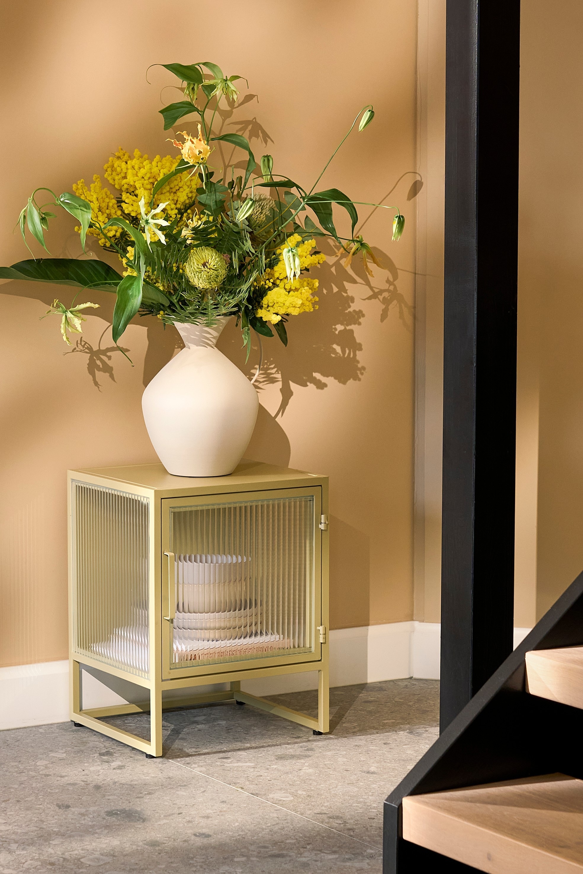 Armário De Armazenamento De Metal - Bege/Preto