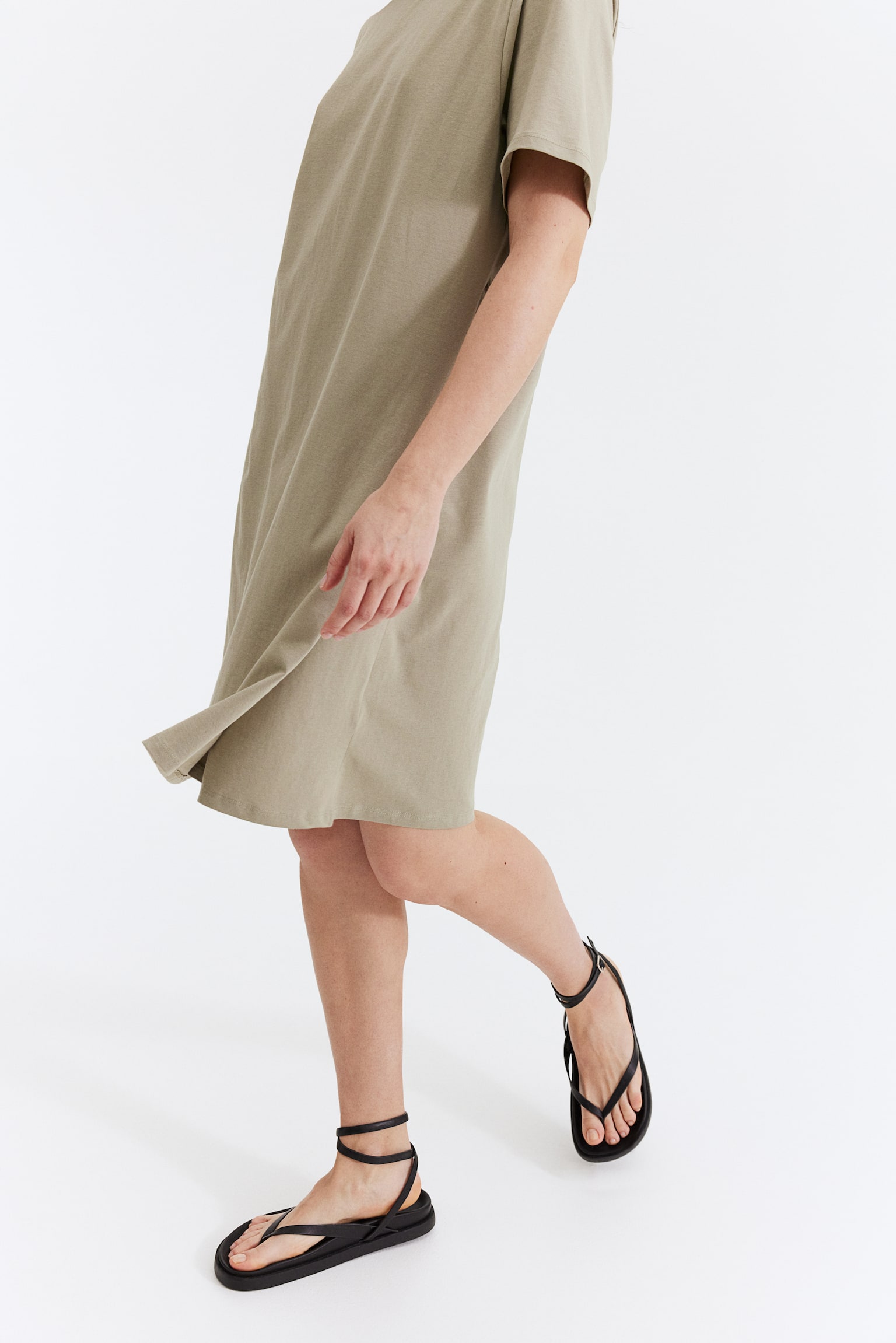 MAMA Nursing T-shirt dress - Light khaki green - 5