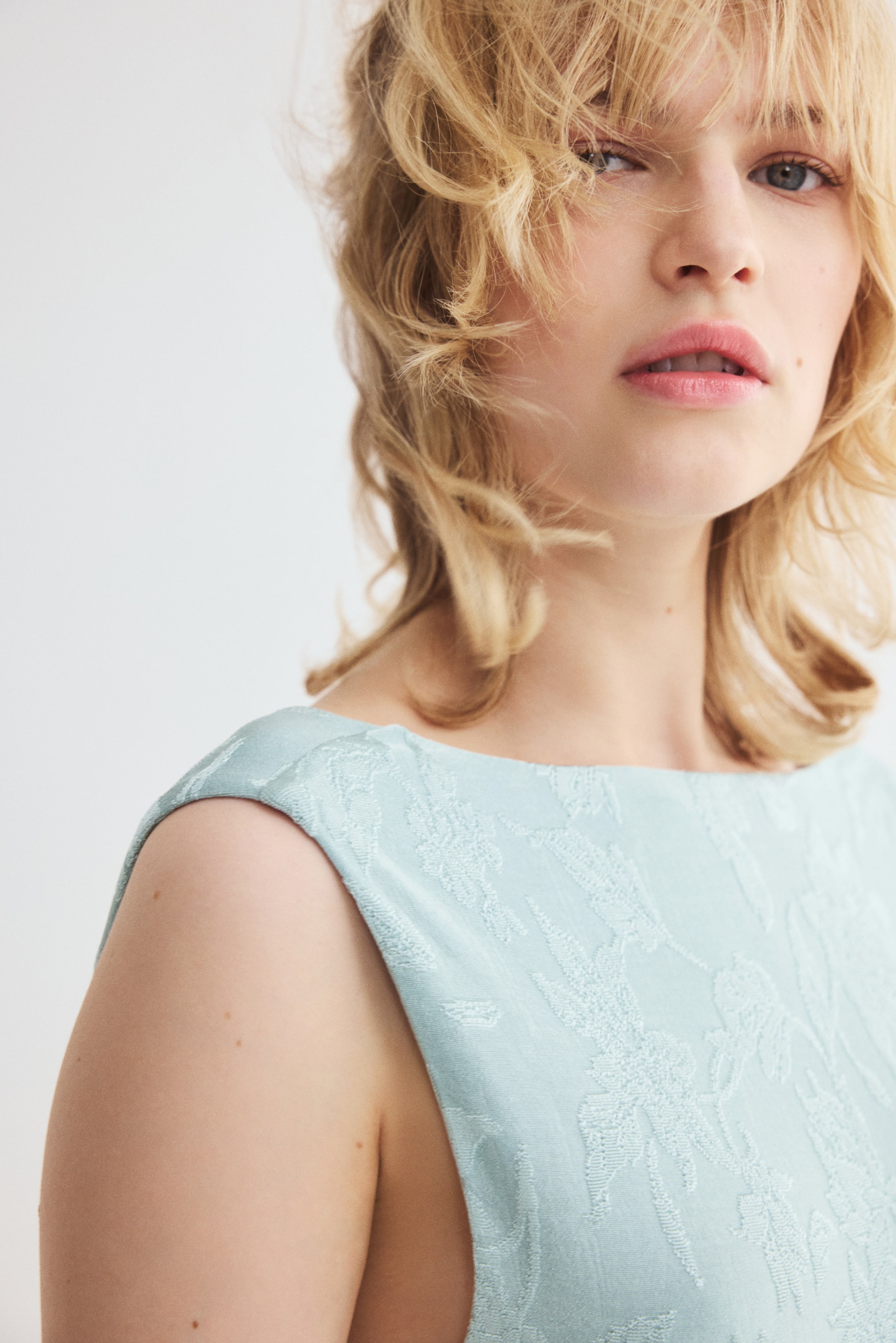 Cowl-Back Jacquard-Jersey Dress
