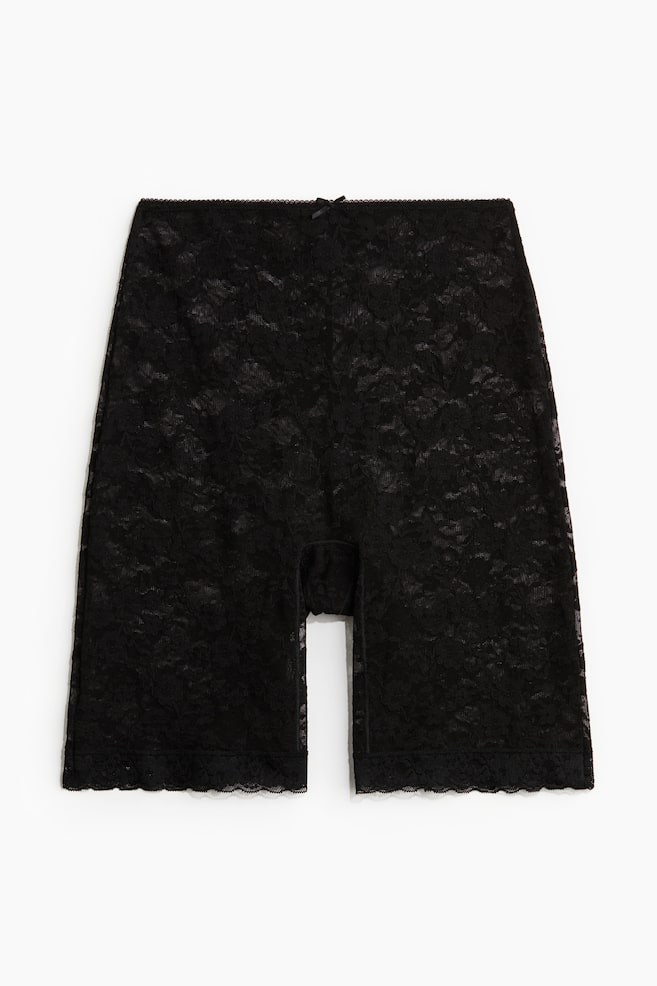 Lace biker briefs - Black - 1