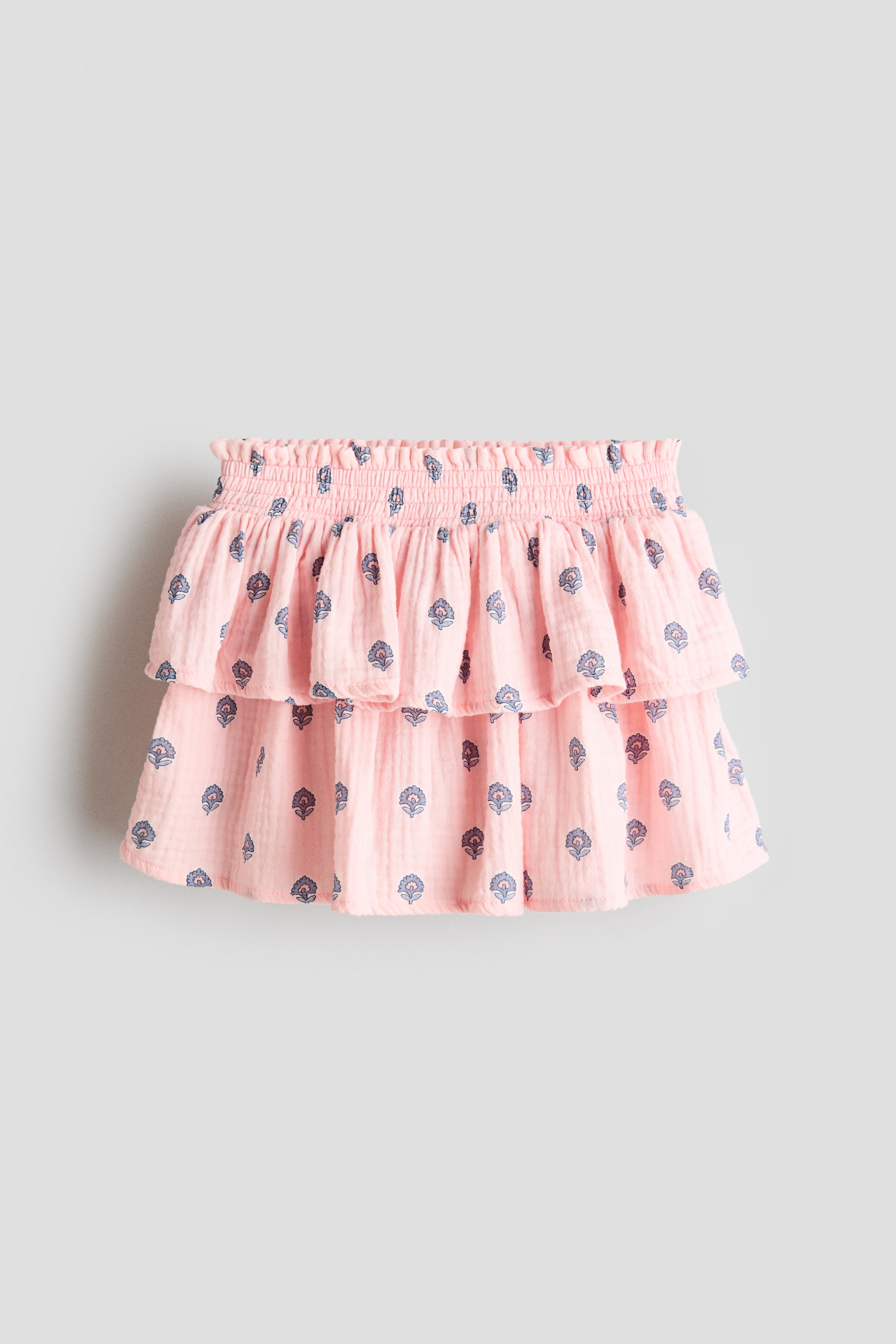 Tiered muslin skirt - Light pink/Floral