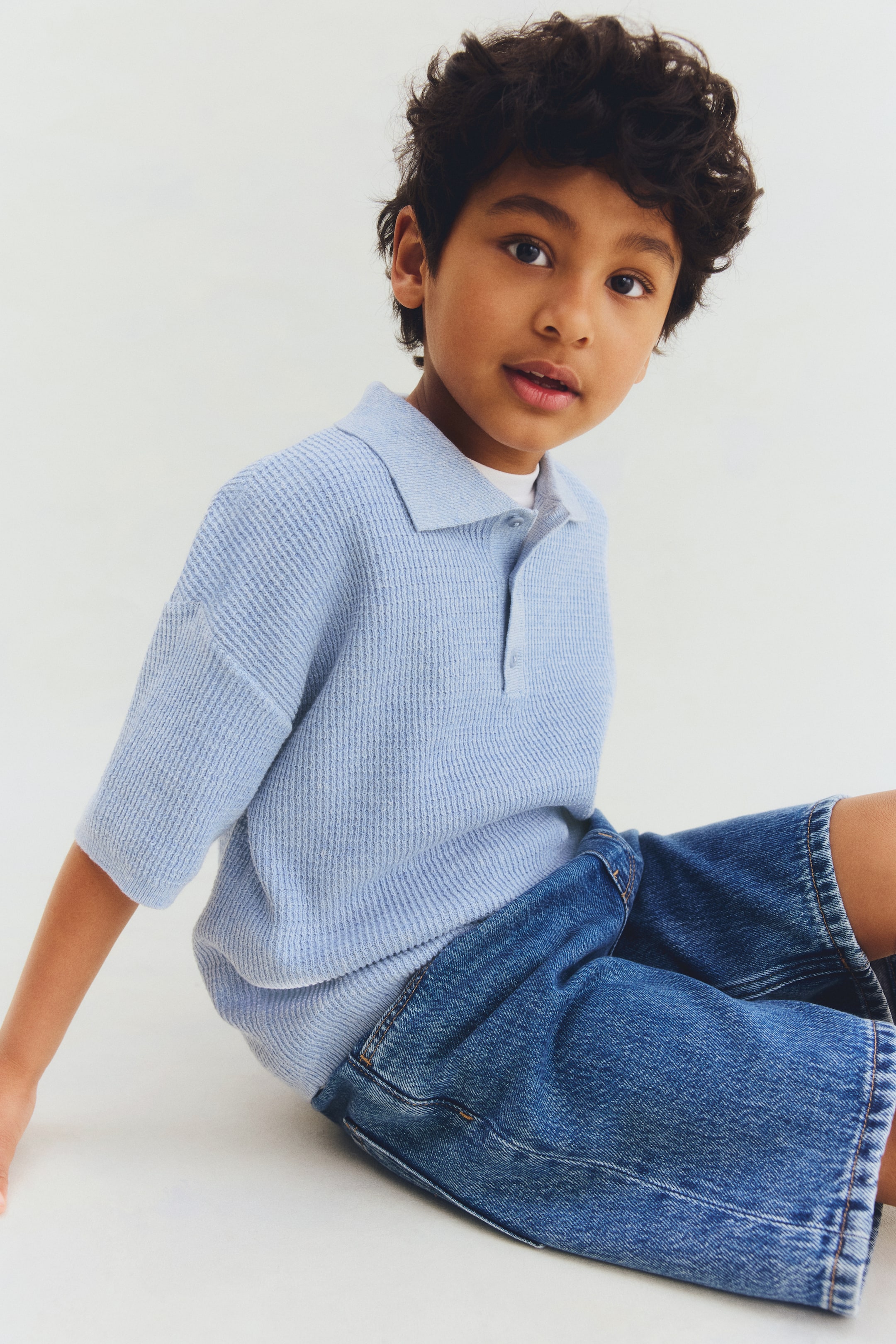 Rib-Knit Polo Shirt