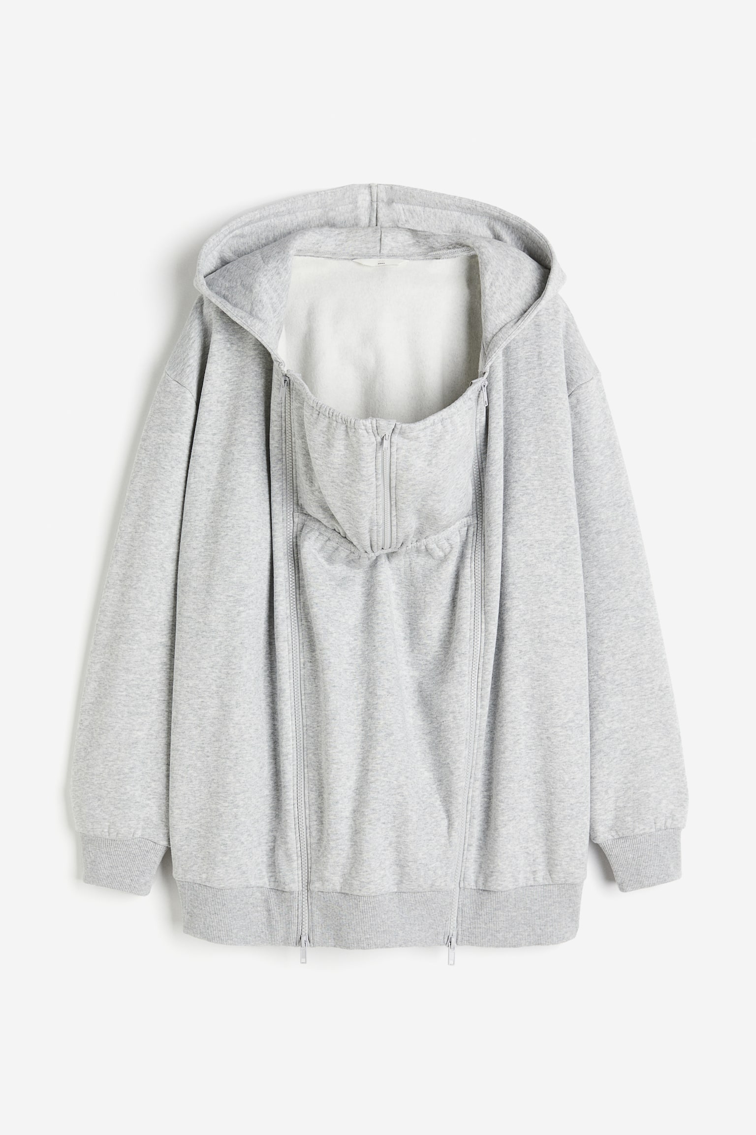 MAMA Before & After Babywearing Zip Up Hoodie - Light grey marle - 2