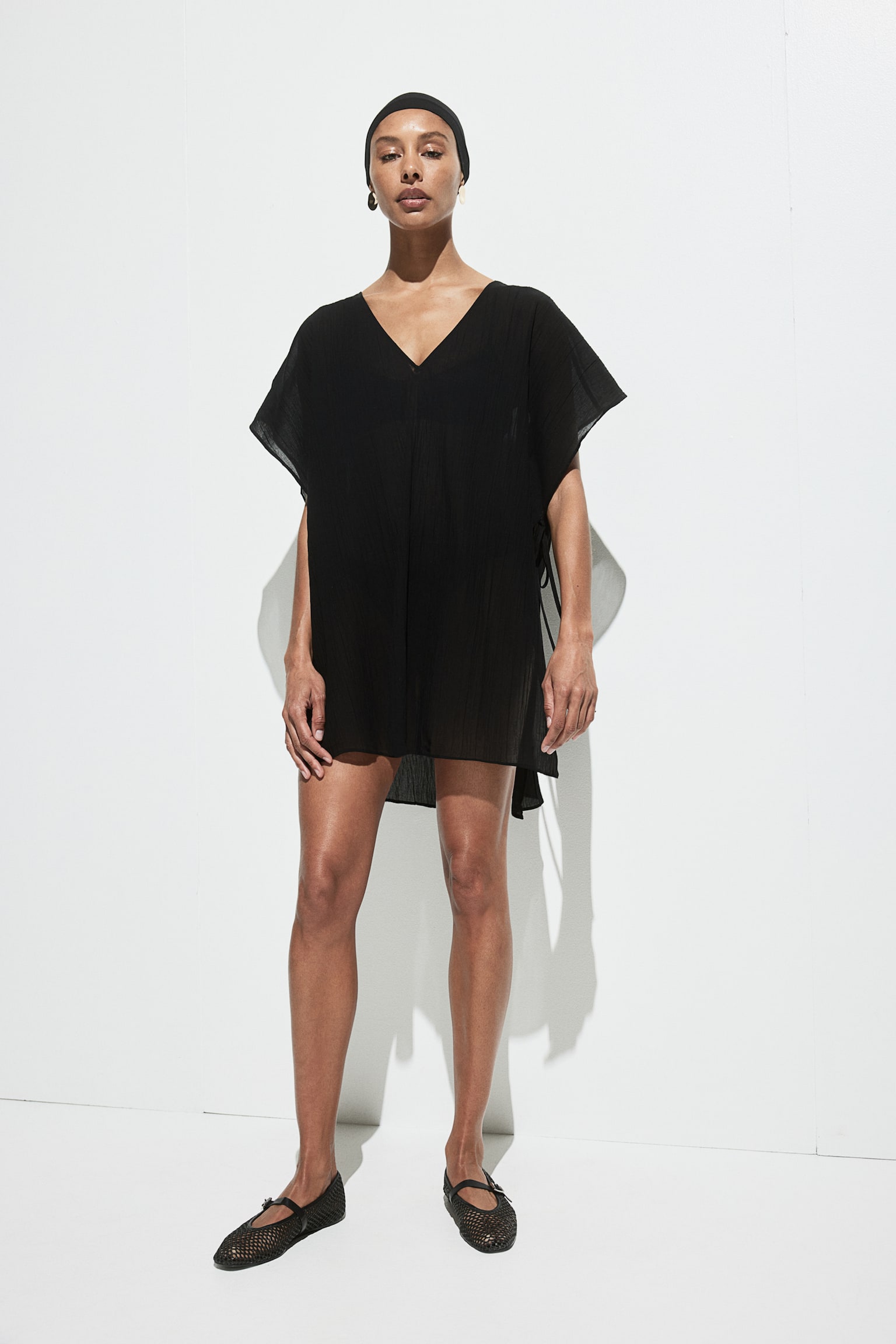 Oversized beach kaftan - Black - 6