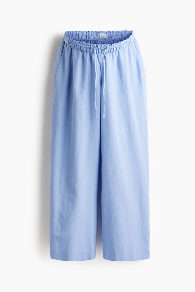 MAMA Before & After Broek van linnenmix - Lichtblauw/Wit - 1