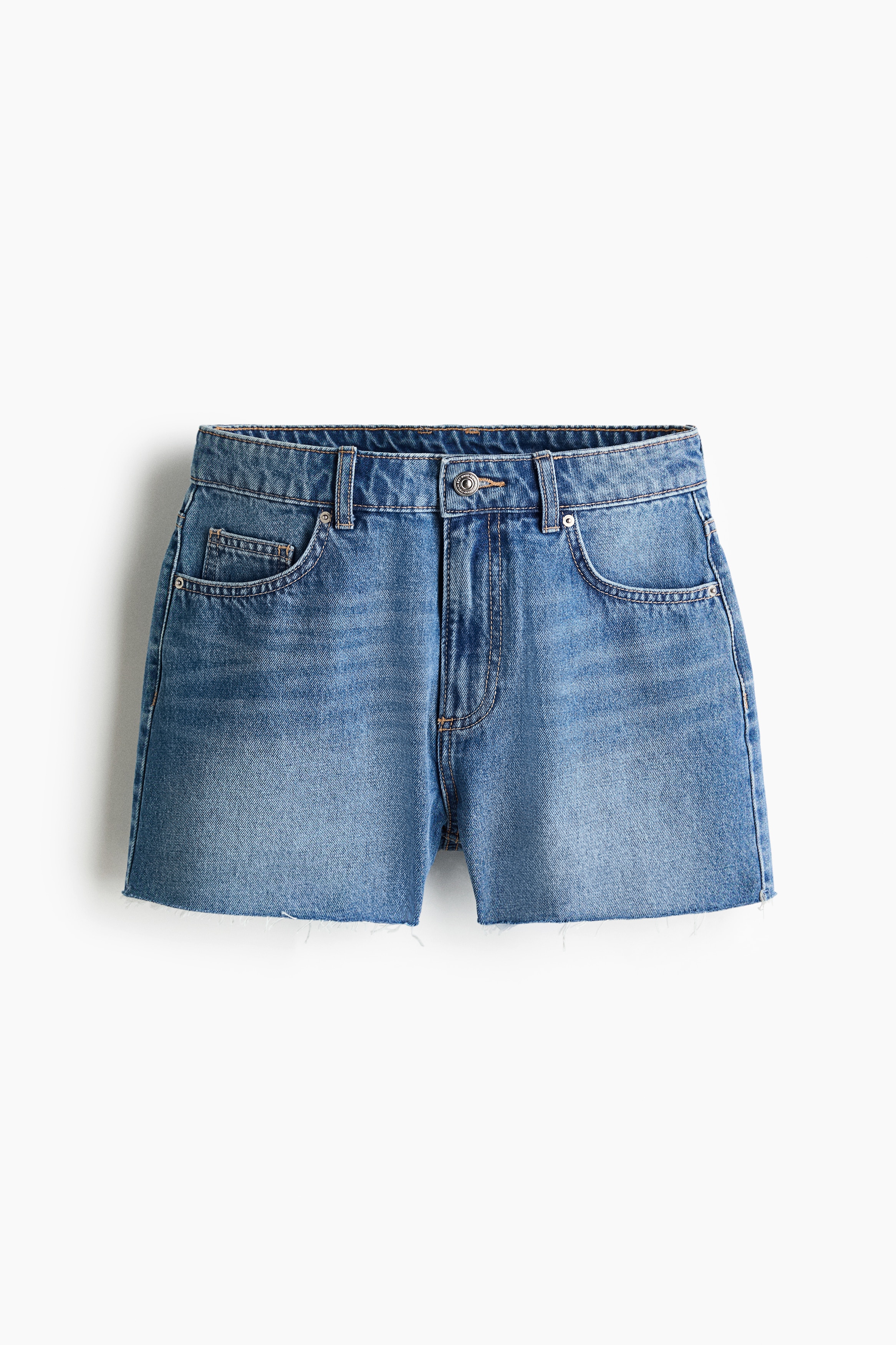 Raw-edge denim shorts - Light denim blue/Cream/Light denim blue