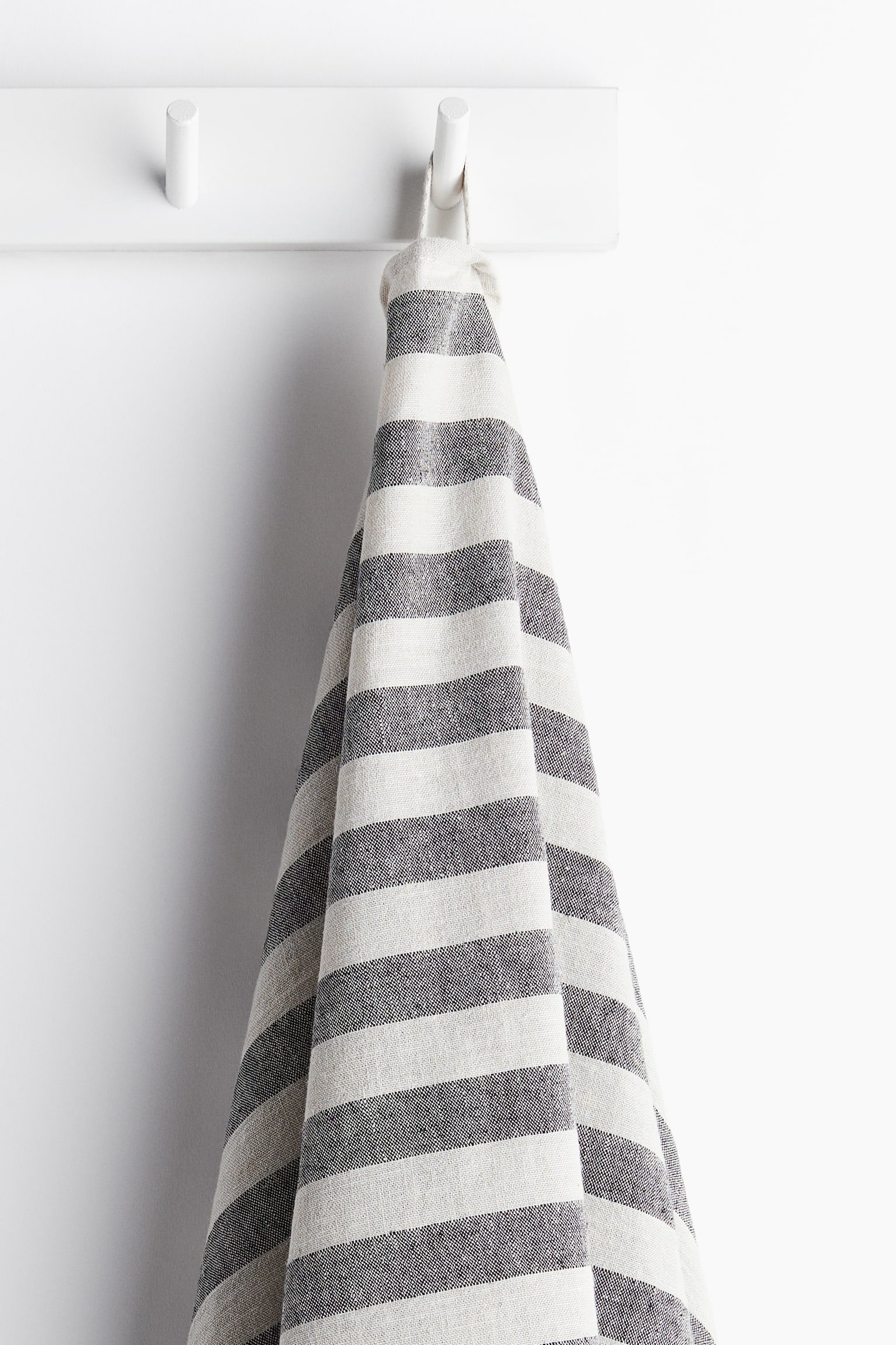 Linen-blend bath sheet - Grey/Striped/Light khaki green/Striped