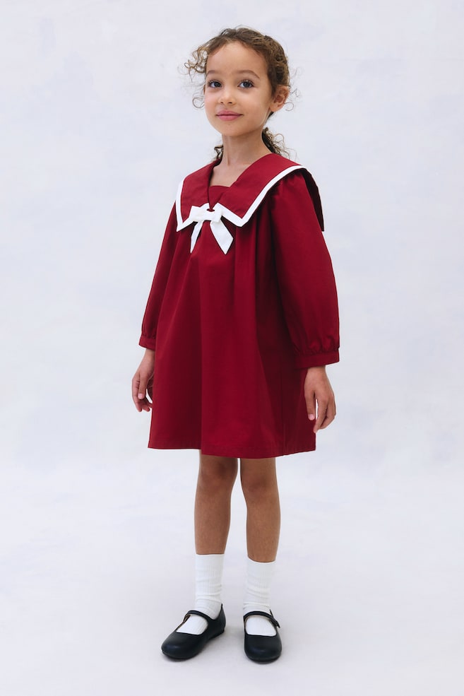 Cotton Sailor Dress - Red/white - 2