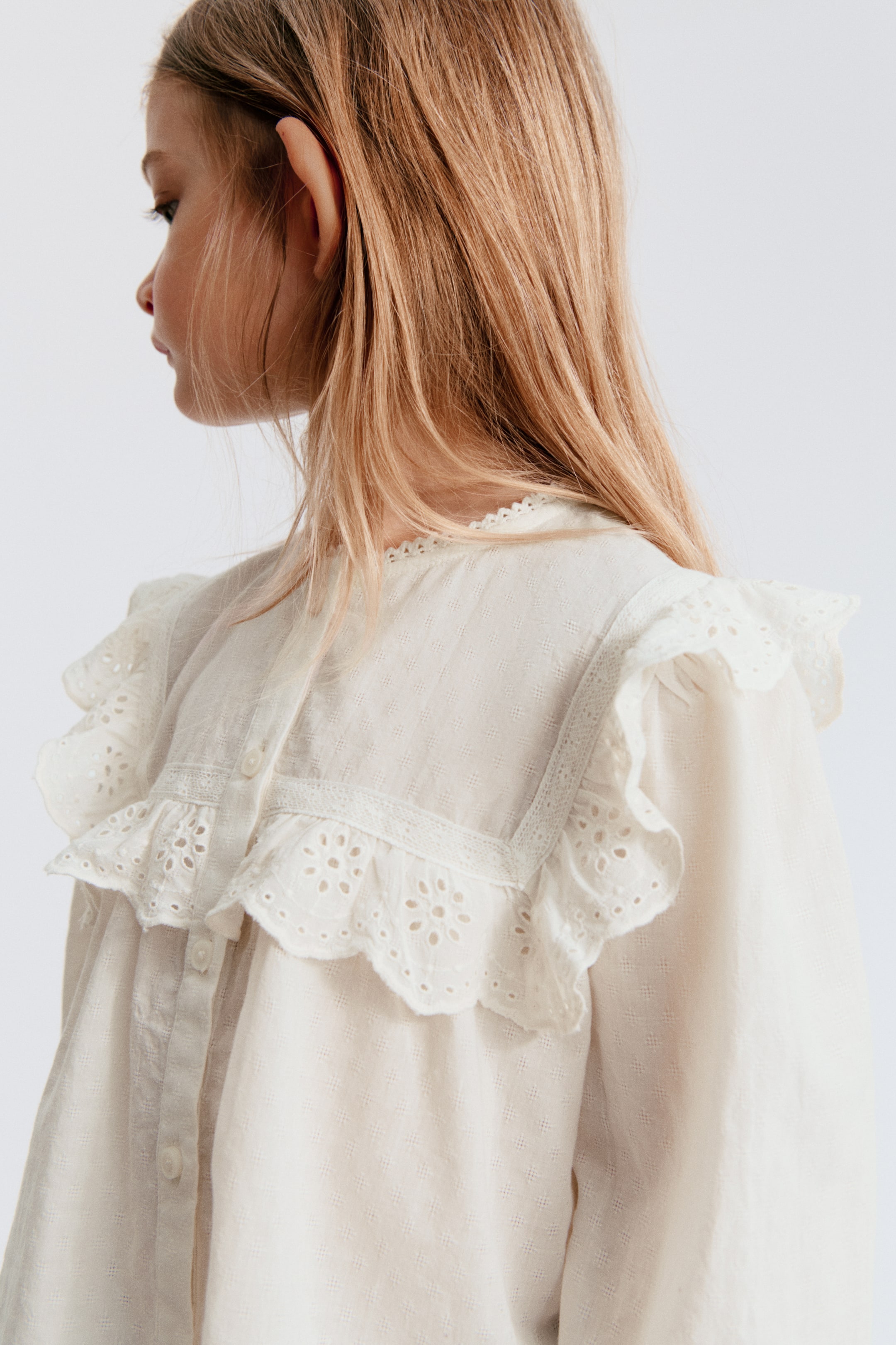 Детские блузки H&M Ruffle-Trimmed Cotton Blouse — фото 5