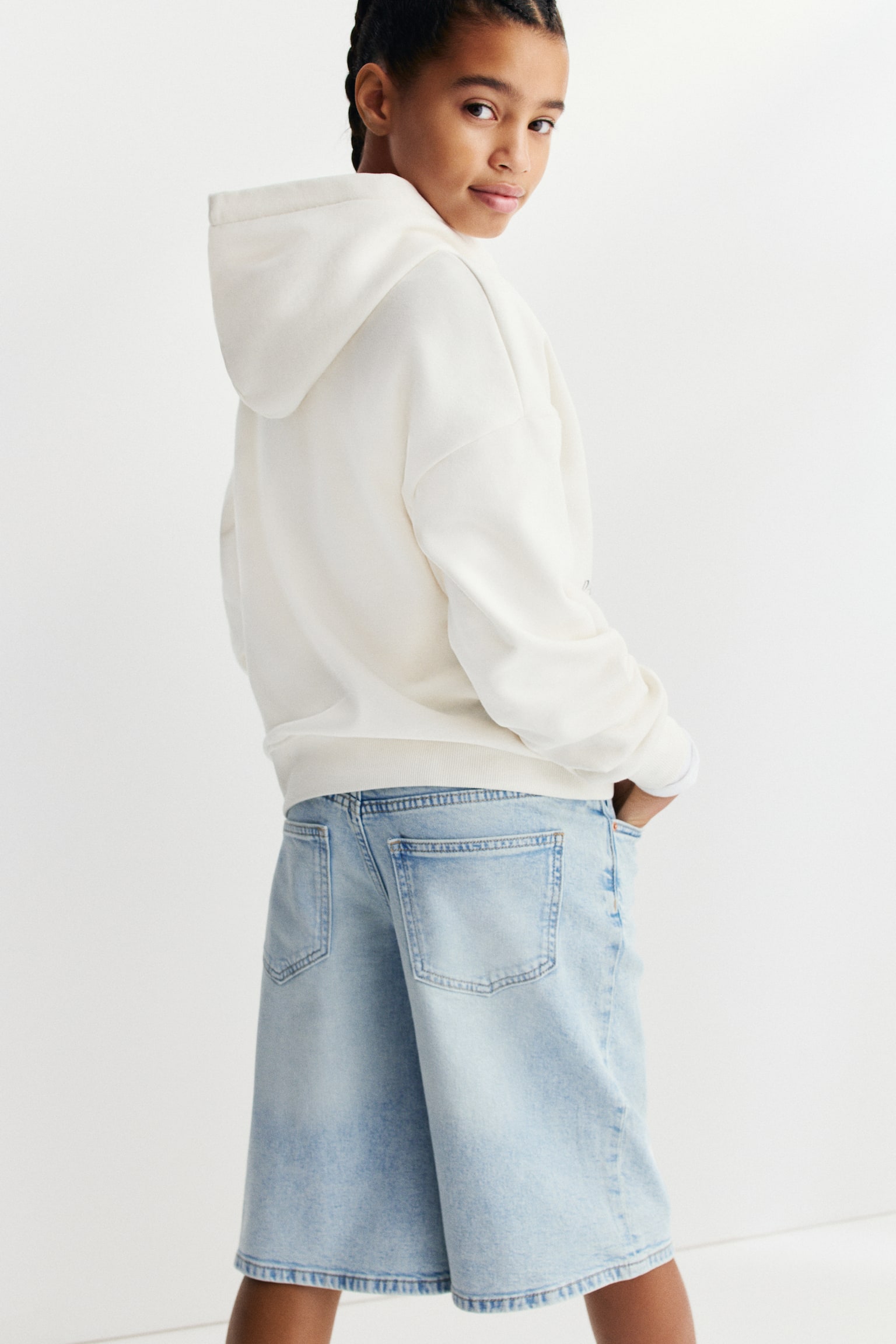 Wide Leg Low Denim shorts - Light denim blue/Denim grey - 3