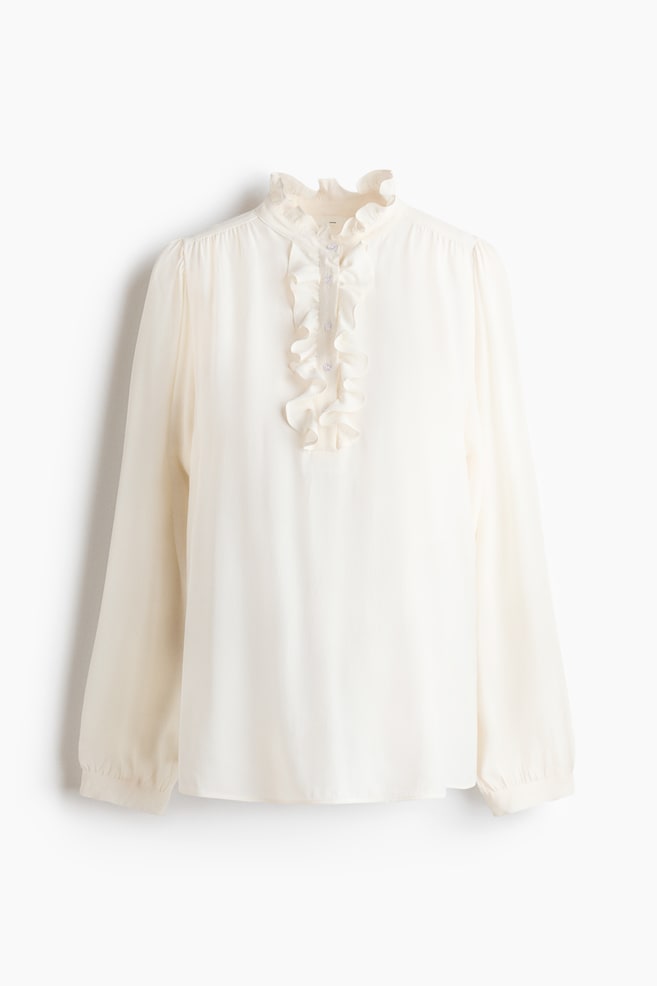 MAMA Ruffle-Collar Blouse - White - 1
