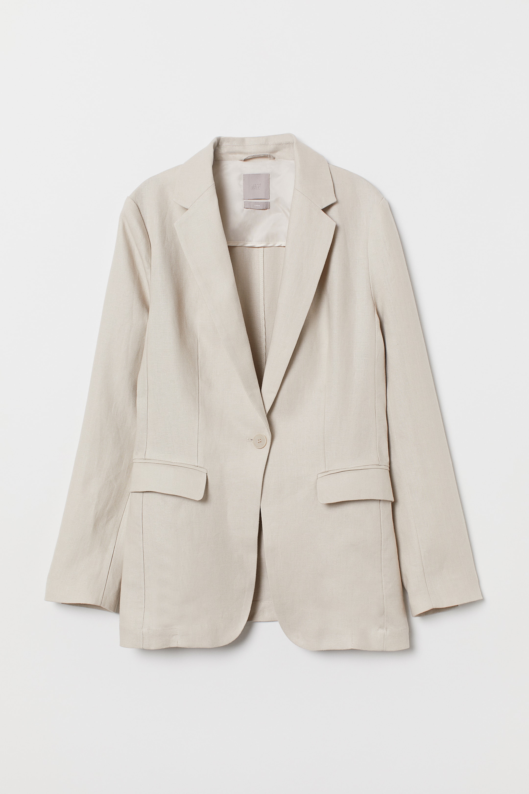 Linen jacket - Long sleeve - Light beige - Ladies | H&M GB