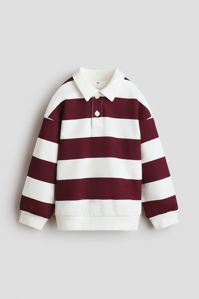Cotton Rugby Shirt - Burgundy/striped/Dark green/striped - 1