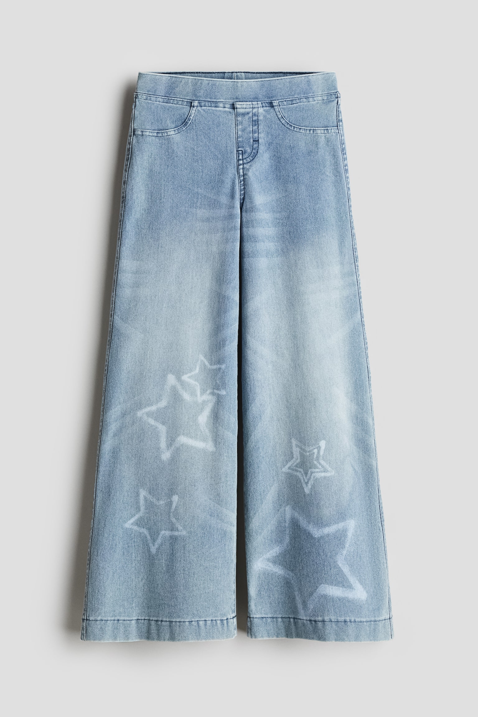 Wide trousers - Light denim blue/Stars/Dark denim grey/Light blue/Hearts/Grey/Light denim blue/Butterflies/Light denim blue - 1