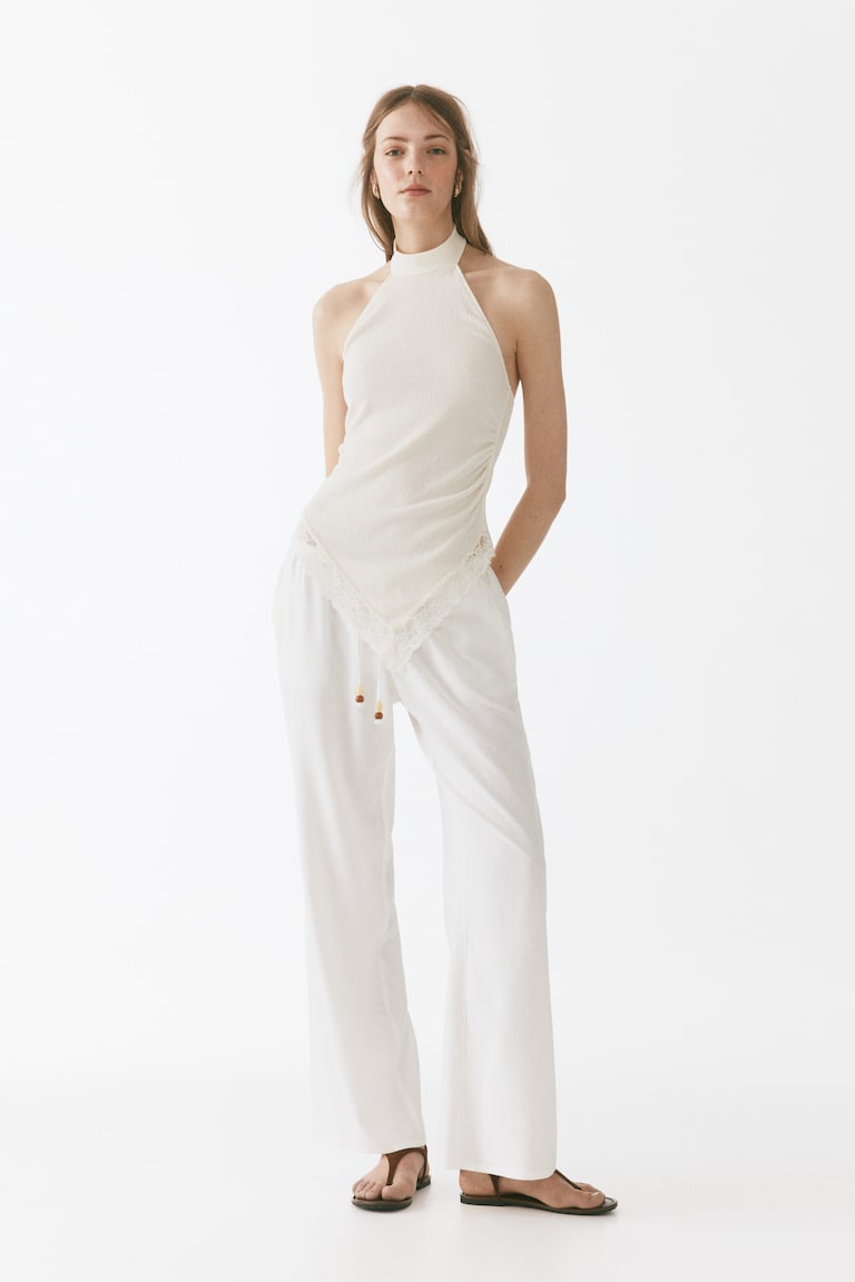Pantalone od mešavine lana s učkurom