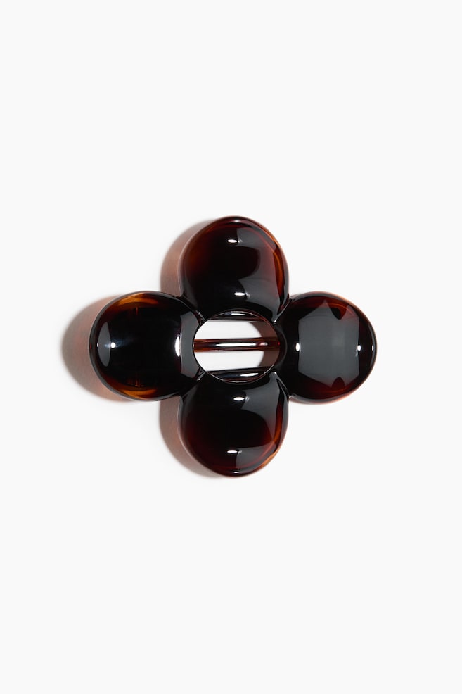 Flat flower-shaped hair claw - Dark brown - 1