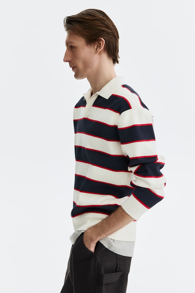 Relaxed-Fit Polo Shirt - Navy blue/striped/Black/striped - 4