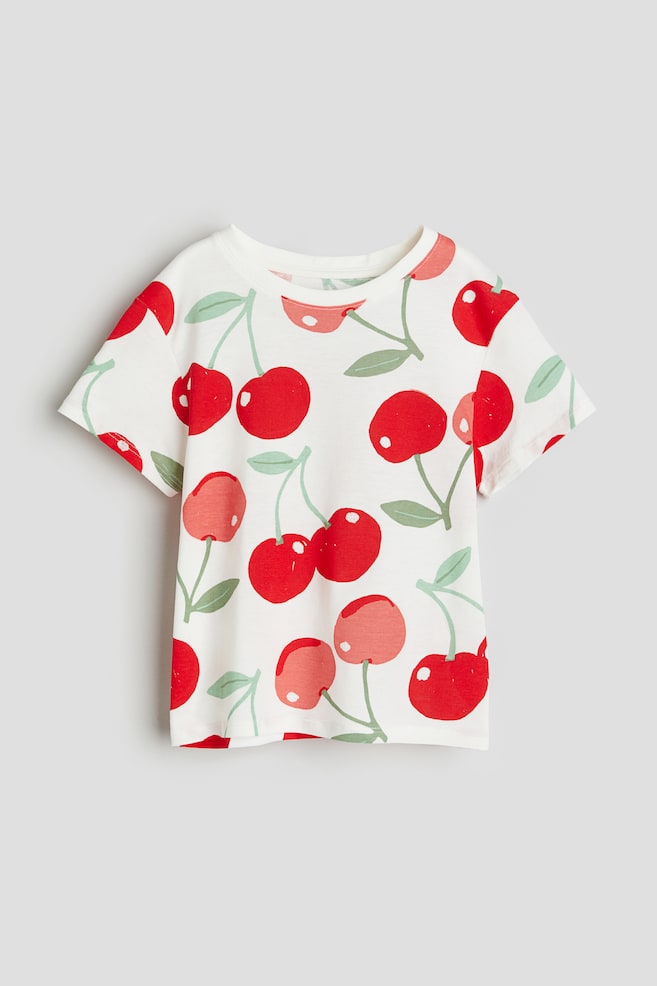 T-shirt con stampa - Bianco/ciliegie/Bianco/farfalle/Grigio scuro/fiori/Lilla/Unicorni - 1