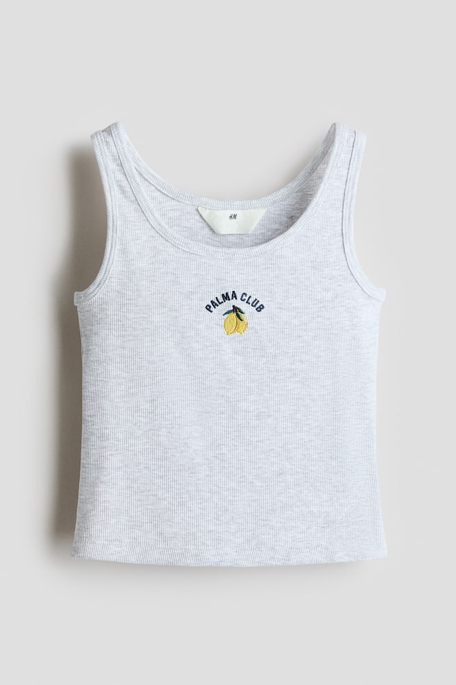 Motif-Detail Tank Top - Light gray melange/Palma Club/Ivory/Palma - 1
